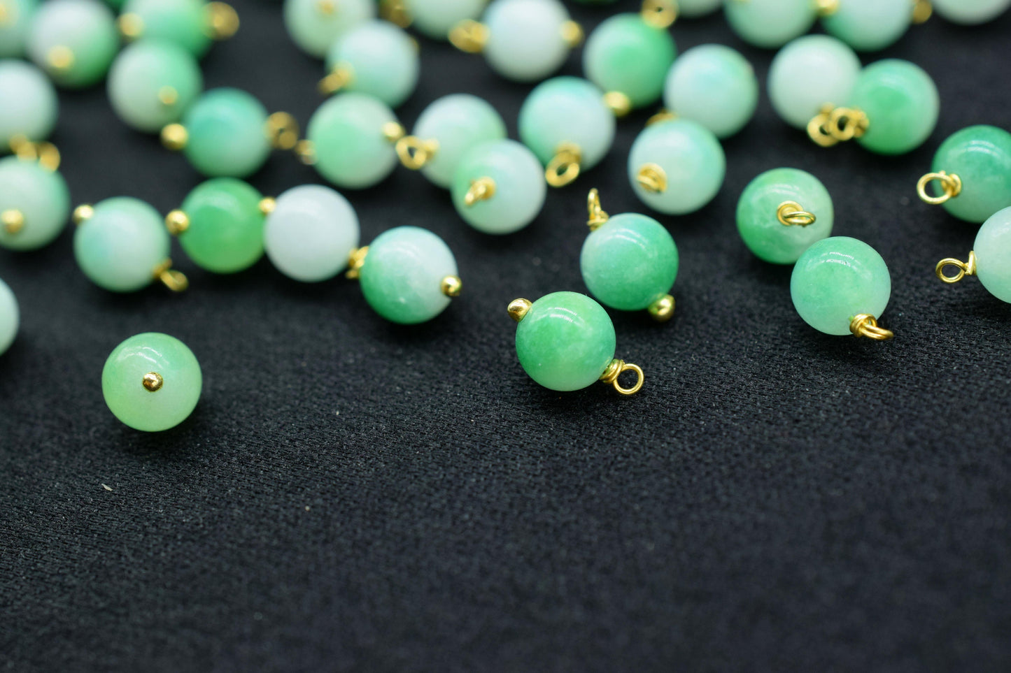 Chrysoprase 6mm Round Smooth Beads/Earring Components/Chrysoprase Single wire wrapped Beads/Round Beads Connector/Gemstone Beads/Gift