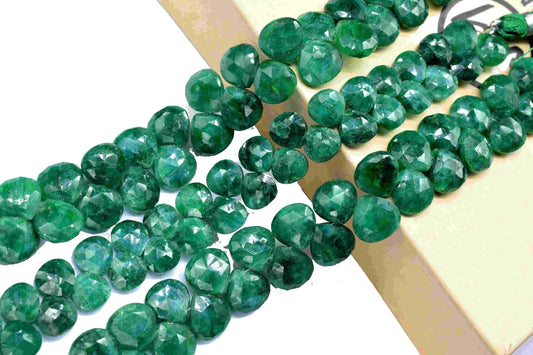 Natural Emerald AAA Quality Faceted 10mm Heart Shape Briolettes,Emerald Heart Shape beads,Emerald bead,Emerald briolettes for making jewelry