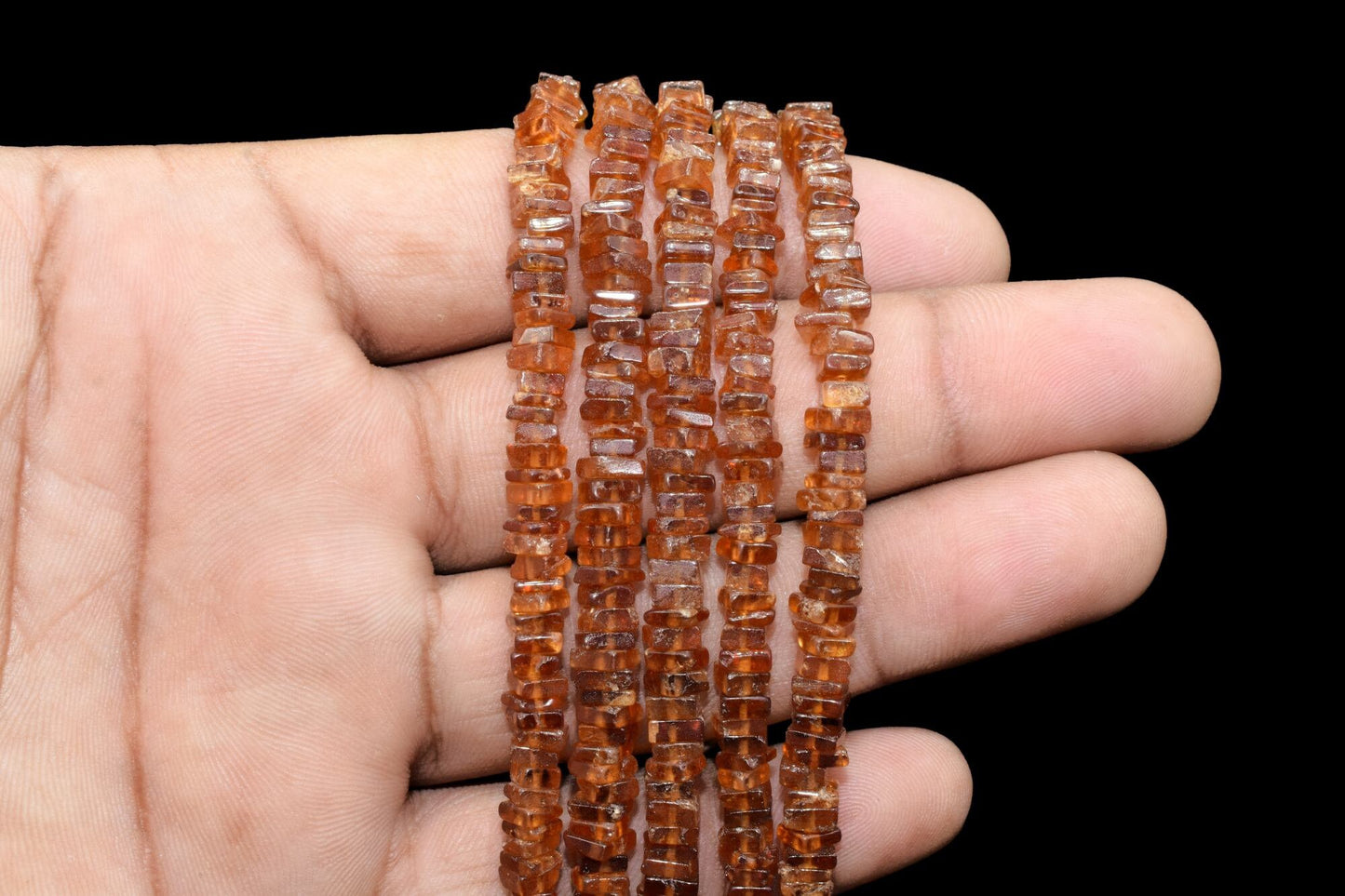 Shaded Hessonite Garnet 4 to 6mm Gemstone Smooth Square Heishi Beads,Minimalist Handmade Jewelry Birthstone,Handcut Heishi beads, Heishi