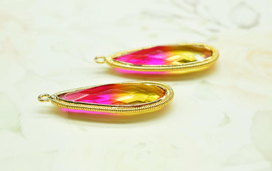 Ametrine 10x30mm Charms,Gemstone Bezel connector,Single Bail Pendant Charm,Handmade pendant Jewelry,Teardrop Charms connector,Bday Gift
