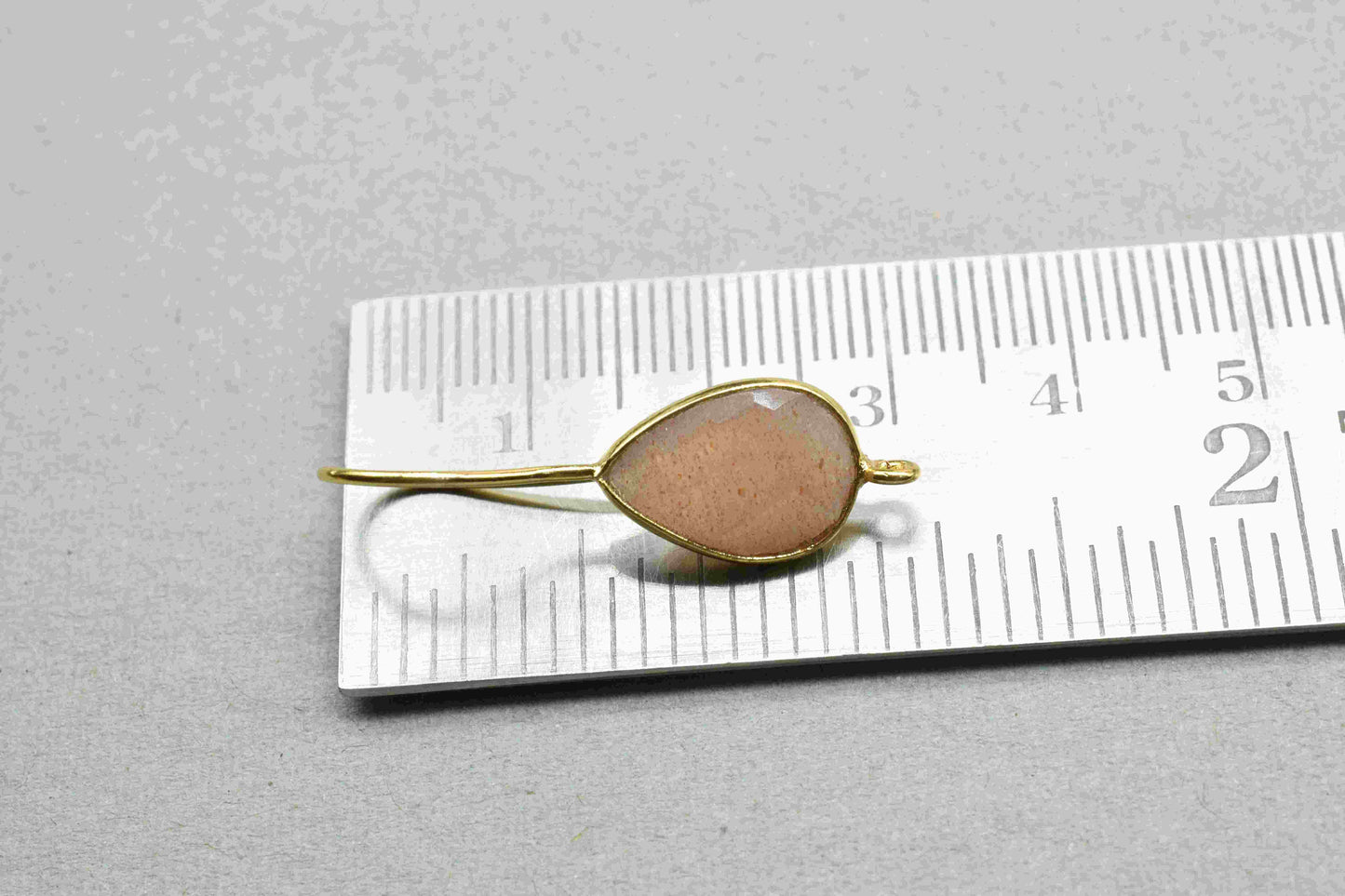 Peach Moonstone 9x13mm Teardrop Earring,Gemstone Component,Handmade Earring Connector,Peach Moonstone Teardrop Shape Component Jewelry, Gift
