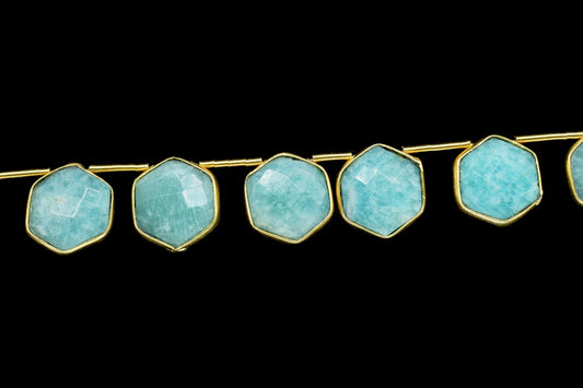 Amazonite 10mm Faceted Hexagon Shape Single Bail Connector strand,Single Bail Charm,Amazonite Gemstone Jewelry Making Component