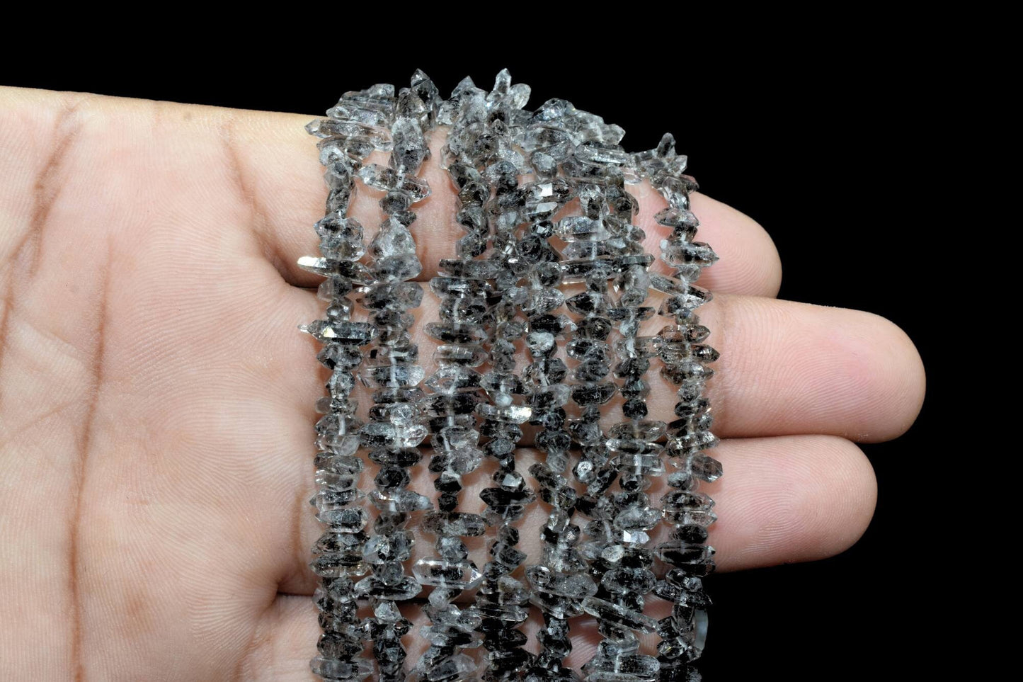 Sparkling Herkimer Black Diamond Quartz, Full Drill, Faceted Nuggets,Herkimer Diamond Nuggets stone,Herkimer jewelry making supplies crafts