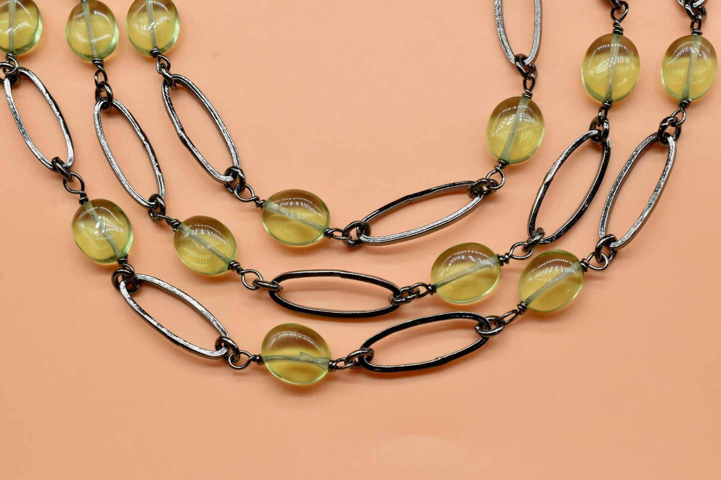 Natural Peridot Connector Chain, Smooth Bezel Connector Link Chain,Peridot Connector Rosary,Gemstone bezels Jewelry,Peridot Link Bezel Chain