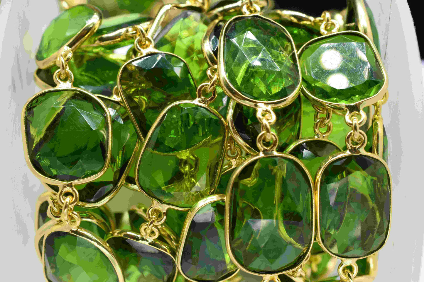 Peridot Gold Plating Bezel Link Chain,Gold Plated Gemstone Chain,Peridot Jewellery,Jewelry Making Chain,Peridot Handmade Bezels Chain,Gift