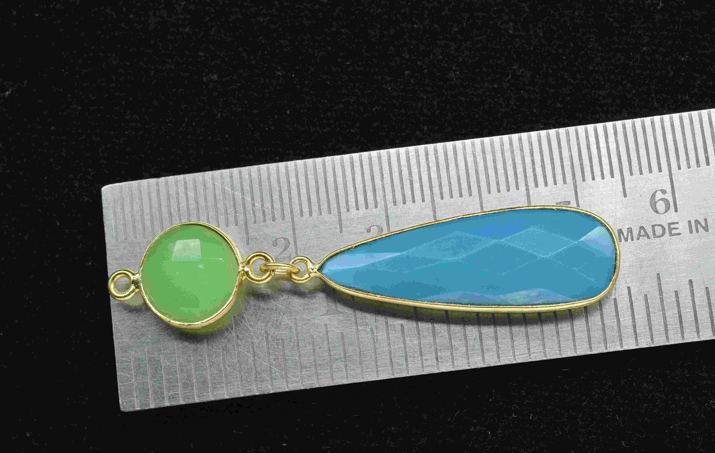 Turquoise Dangle pendant Charms,Multi Gemstone Dangle Earring,Chrysoprase pendant Connectors,Handmade Station Bezel Link,Component Jewelry