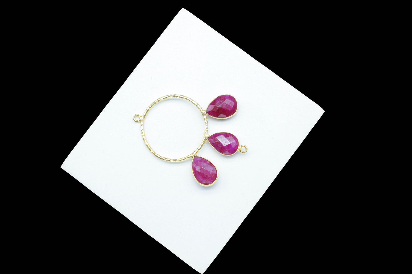 Ruby Charms Pendant/Gold Plated Jewellery/Connector Jewellery/Gemstone Jewellery/Brass Connector Jewellery/Double Bail Pendant/B'Day Gift