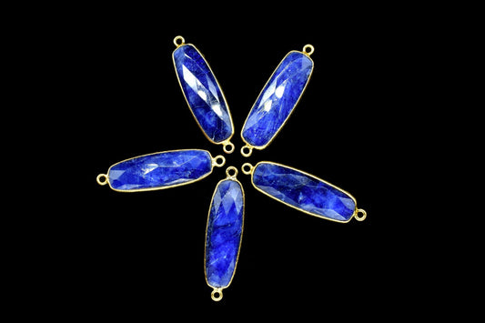Blue sapphire 8x16mm Bezel Charm Pendant,Rectangle Shape Gold Plated bezel,Gold Vermeil Bezel, jewelry making charm,Gold-Filled bezel charm