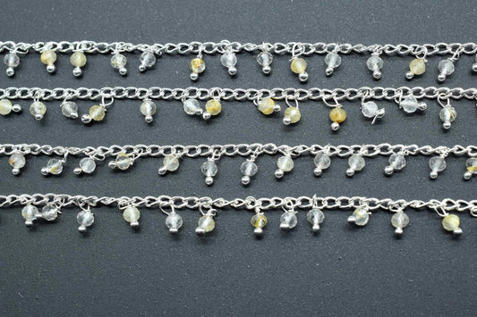 Golden Rutile Cluster Rosary,Bulk Rosary Roll,Wire Wrapped Beads Rosary,Dangling Rosary Chain,Jewelry Making Beaded Chain,Golden Rutile Bead