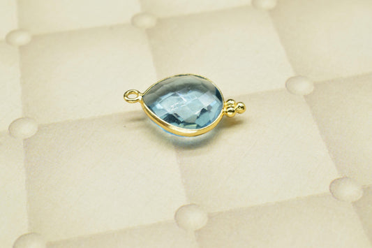 Sky Topaz Gold Plating Pendant,Gemstone Faceted Light Bezels Jewelry,Sky Topaz charms Connectors,Sky Topaz Gemstone 14mm Heart Shape Bezels