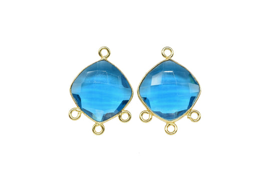 Neon Apatite 14mm Cushion shape Charm,Neon Apatite Gemstone Faceted Bezel,Apatite Gold Plating Single Bail Pendant,Neon Apatite Bezel charm