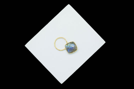 Labradorite Pendant/Gemstone Component/Charm Pendant/Necklace Pendant/Cushion Shape Charm/Wholesale Supply/Gold Plated Jewellery/Gift