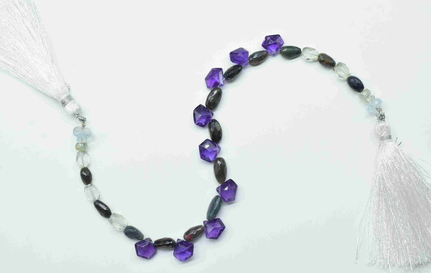 Multi Stone Beads Strands,Diamond Shape Necklace,Natural Stone Faceted Briolettes,Handmade Beads jewelry,Station Link,Tube Shape Beads Gift