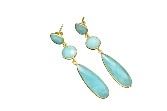 Amazonite Dangle Earring/Bridal Earring/Gold Plated Earring/Bridal Jewelry/Statement Earrings For Bridal/Amazonite Jewelry/Gift