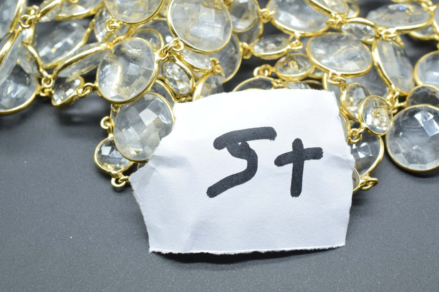 Crystal Bezel Chain I Handmade Bezel Link Chain I Clear Quartz Gold Plated Bezel Chain IBrass Chain,Gemstone Connector Chain Per Foot