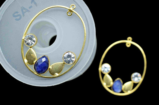 Multi Stone Labradorite Zircon Gemstone Pendant,Finding Oval Shape Single Bail Charm,Finding Gold Plated Connectors,Labradorite Earring,Gift