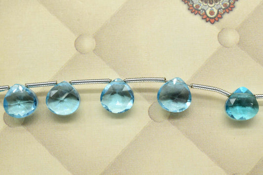 Sky Blue topaz 8mm Heart Shape Briolettes,Side drilled Briolette,Jewelry making supplies,craft supplies,Sky Blue topaz Briolette,Gemstone