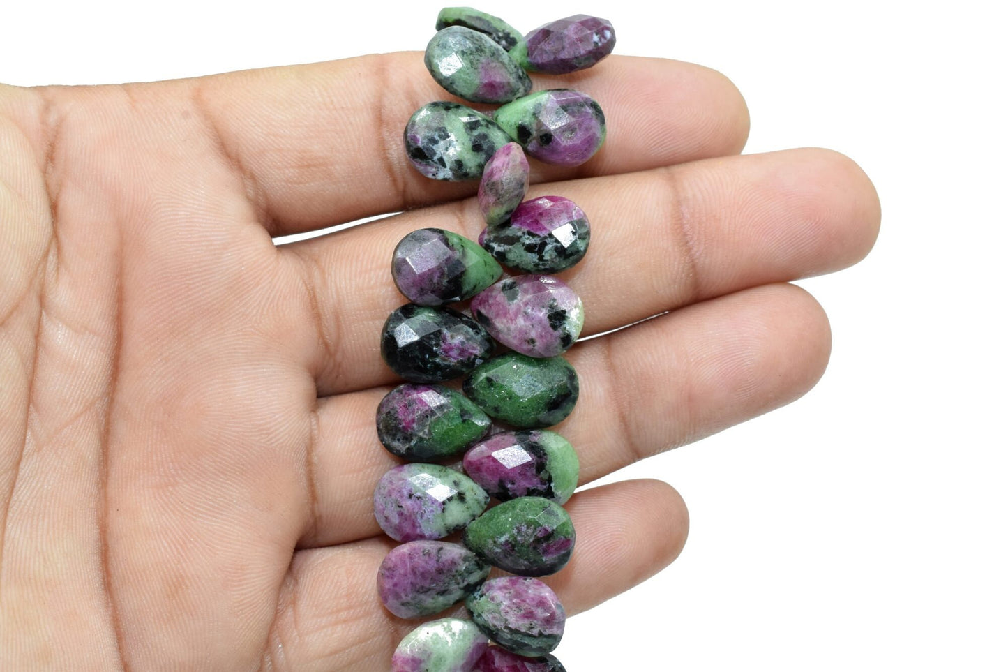 Natural Ruby Zoisite Faceted Pear Shape Beads,Wholesale Ruby Zoisite Gems Beads,9x12mm Ruby Zoisite Pear Shape, 9 Inch Teardrop Beads Strand