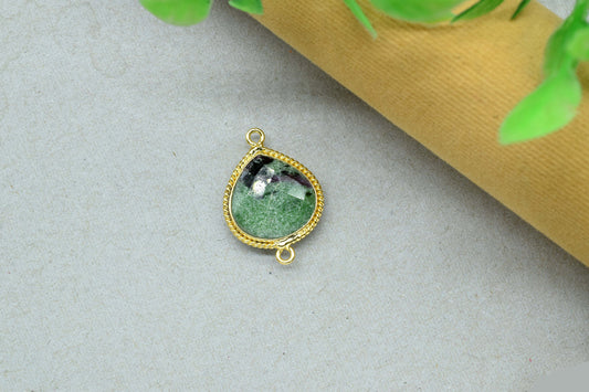 Natural Ruby Zoisite Faceted 14mm Heart Shape Connector,Zoisite Checker Cut Pendant jewelry,Gemstone Double Bail Connector Pendant Jewelry