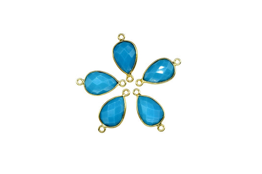 Turquoise 9x13mm Pear shape double bail Connector,Turquoise Single Bail Bezel Link,Jewelry making supplies,Turquoise double Loop Pendant