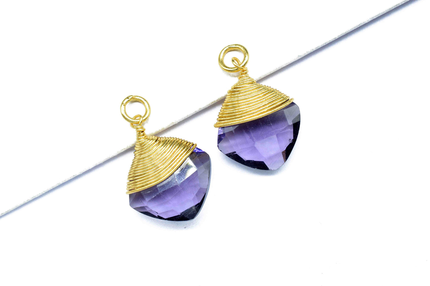 Amethyst Wire Wrapped Connectors,Purple Gemstone Pendant,loop Connector,Wire Wrapped Necklace,12mm Square Shape Pendant,Amethyst jewelry,