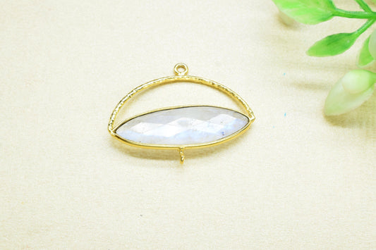 Moonstone Gemstone Component , Gemstone Connector Pendant, Jewellery Making Essentials,Single Loop Pendant,DIY Jewelry Making Supply,B'Gifts