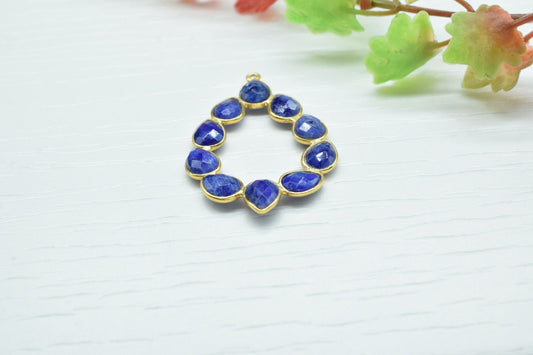 Blue SapphireEarring, Blue Sapphire Pendant,Blue Sapphire Bezelt Bezel,Pendant Connector,Six Attached Bezel,Necklace Pendant