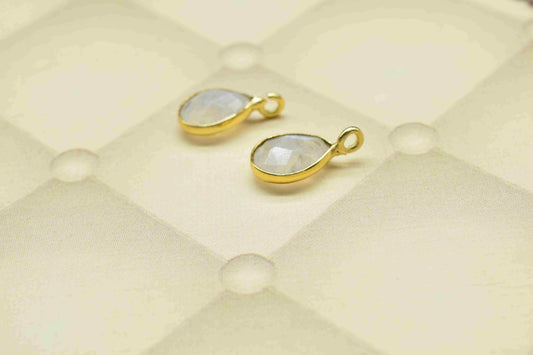 Moonstone 6x8mm Pear Shape Earring Connector,Moonstone connector Earrings Jewelry,Teardrop Connector,Jewelry Finding,Jewelry Craft Supplie