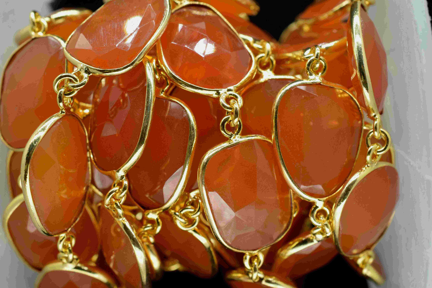 Natural Carnelian Bezel Chain,Carnelian Irregular Shape Connector Chain,Carnelian Bezels Chain,Carnelian Connectors Link Chain, Jewelry Gift