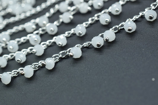 Rainbow moonstone Dangling Chain,Rondelle Faceted Beaded Cluster Chain,3mm Moonstone Rosary,Jewelry Making,Finding,Rosary Chain by Foot