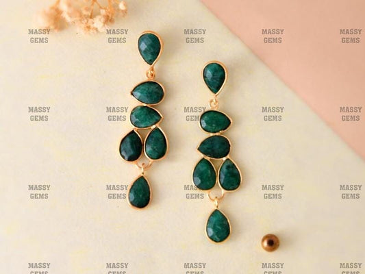 Natural Emerald Teardrop Earrings,Bridal Earring,Natural Gemstone Jewelry,Emerald Wedding Earring,Handmade Jewelry,Bridesmaid Gifts,B'Gifts