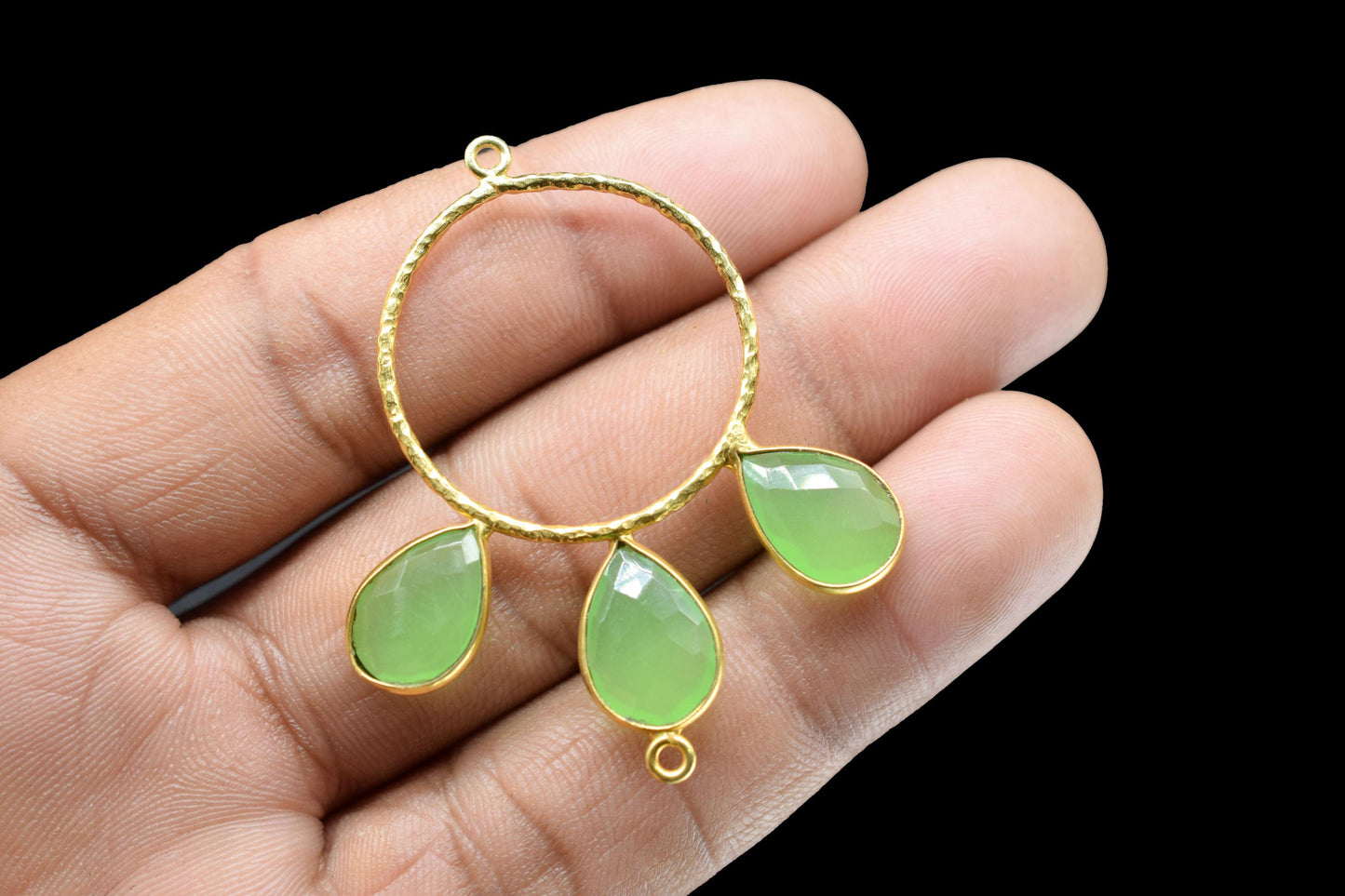 Prehnite Jewelry Connector/Brass Connector Jewellery/Gold Plated Pendant/Handmade Jewellery/Double Bail Pendant/Wedding Jewelry/B'day Gift