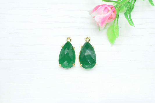 Green Onyx 12x20mm Teardrop Connector,Green onyx Single bail connector Jewelry Making,Green Onyx Components,Green Onyx bezel frame Connector