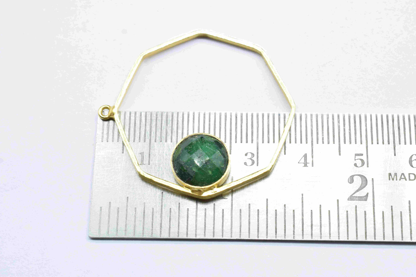 Emerald Gemstone Component, Emerald 10mm Round Shape Component, Gemstone Earring, Finding Hexagon Shape Necklace,Component Jewelry,Connector