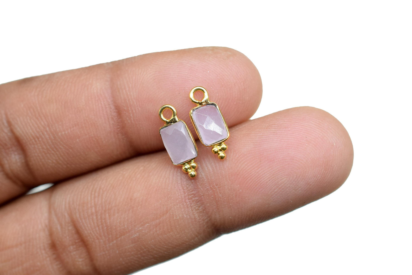 Rose Quartz Charms Pendant/Buguette Shape Pendant/Handmade Pendant/Tiny Pendant/Necklace Connector jewelry/Women Jewelry/B'day Gift