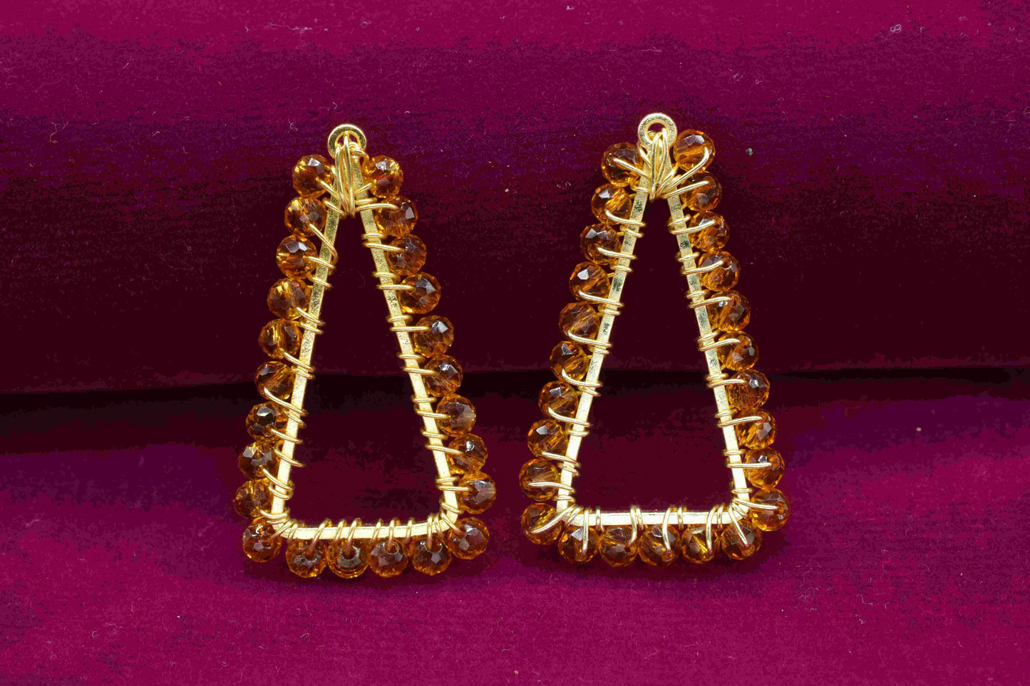 Citrine Gemstone Component Triangle Pendant,Finding Component Jewelry,Wire Wrapped Dangle Earring,Citrine jewelry,Handmade Necklace Jewelry