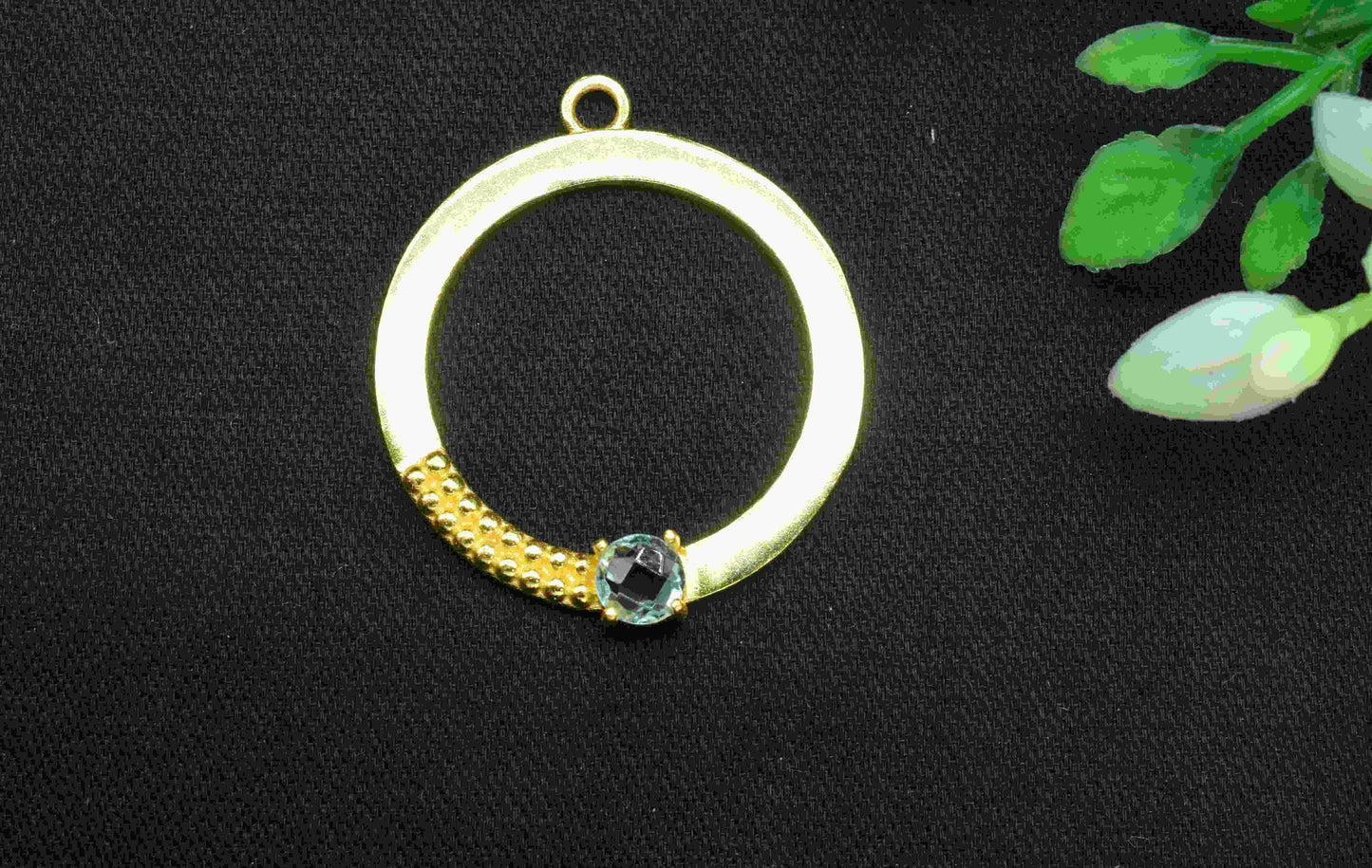 Aquamarine Component , Single Bail Charm , Aquamarine Connector Pendant , Gold Plated Connectors , Earring Component , B'day Gift