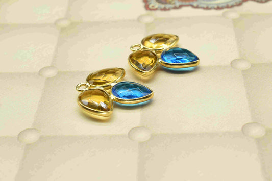 Blue Chalcedony component,Teardrops Jewelry,Bezel Component,Amethyst Pendant,Jewelry Making Supply,Gemstone Component,Attached Bezel Pendant