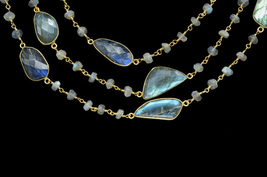 Labradorite Faceted Bezel Connector,Labradorite Bezel Chain,Free Size Gemstone Connector,Jewelry making chain,Labradorite Bezel Jewelry