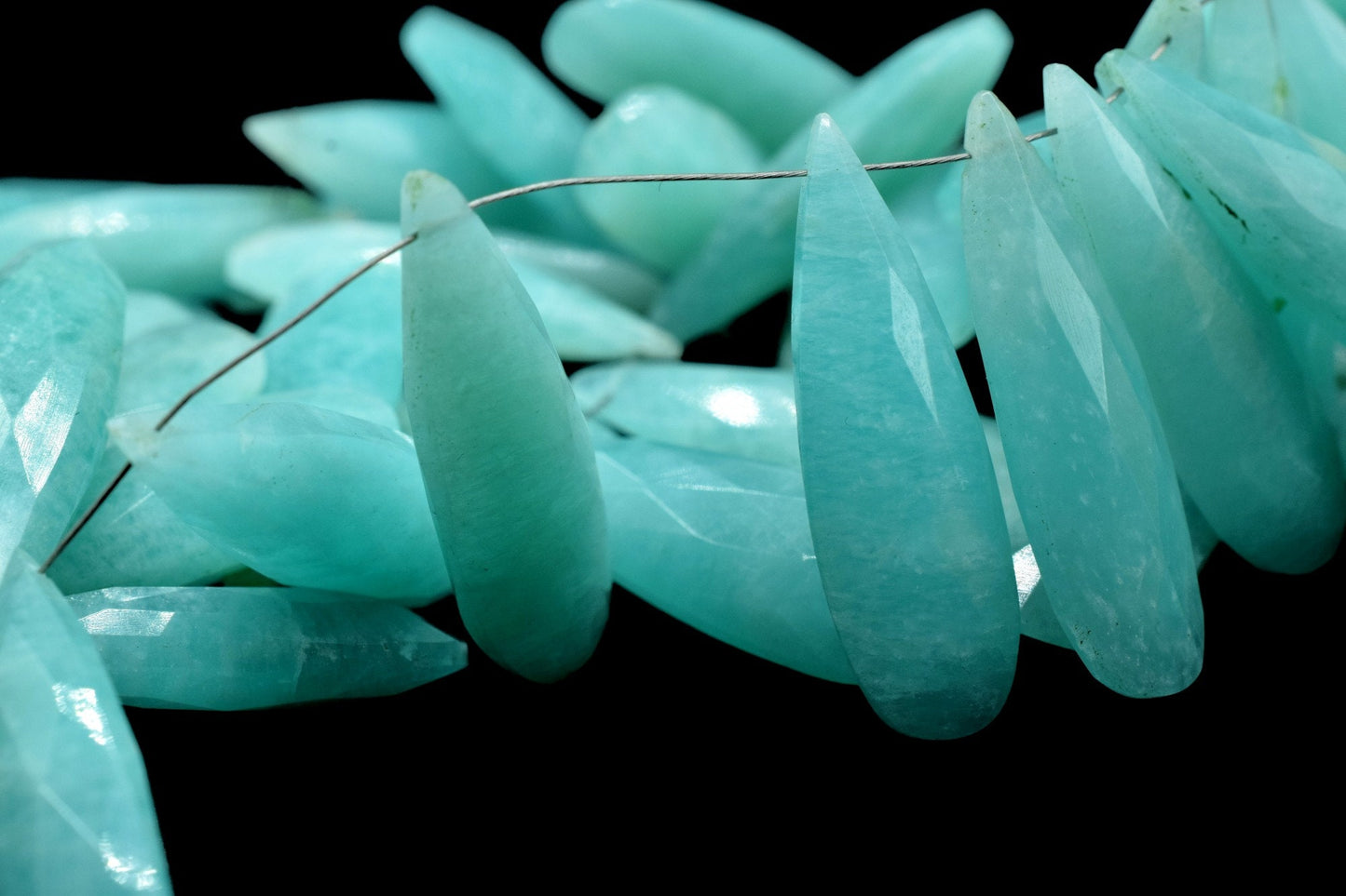 Natural Amazonite Faceted 10x30mm Pear Shape Briolettes,Long Pear Shape Beads,10x30mm Teardrop Beads,Amazonite Pear,Amazonite Teardrop beads