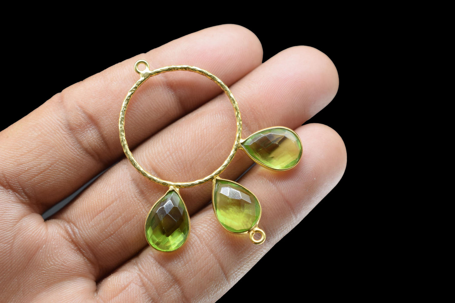 Peridot Gemstone Jewelry/Brass Connector Jewellery/Gold Plated Pendant/Handmade Jewellery/Double Bail Pendant/Gemstone Jewelry/B'day Gift