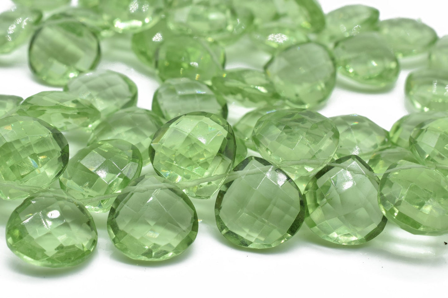 Green Amethyst 14mm Heart Shape Briolettes,Peridt Side drilled Briolette,Jewelry making supplies,craft supplies,Amethyst Briolettes beads,