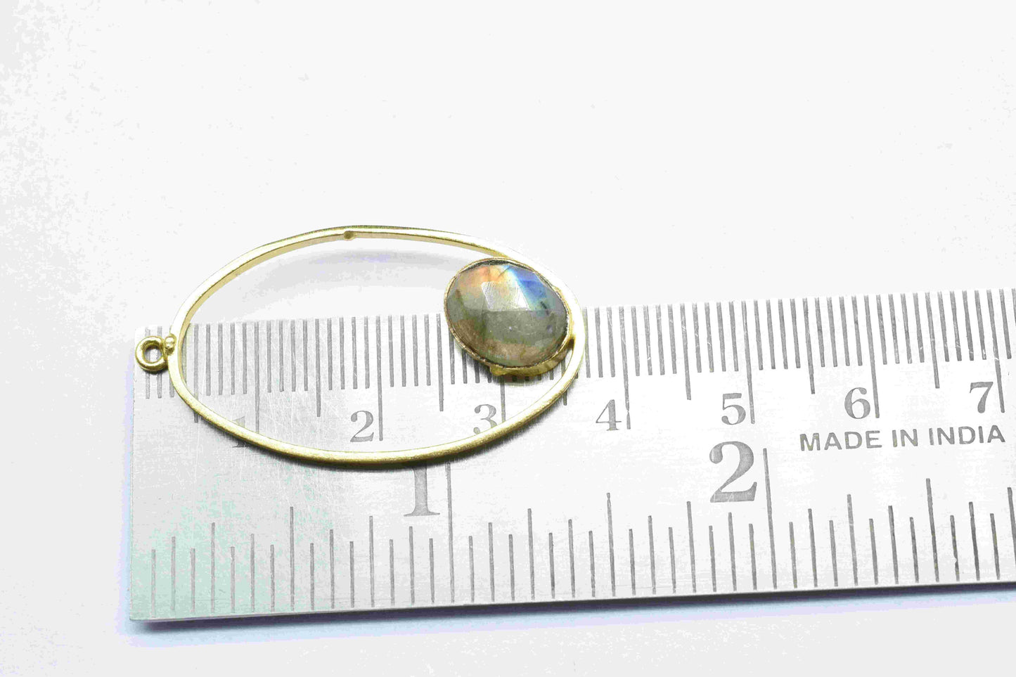 Labradorite Gemstone Component Oval Shape Single Bail Charm,Labradorite Connector Pendant,Finding Gold Plated Connectors,Labradorite Jewelry
