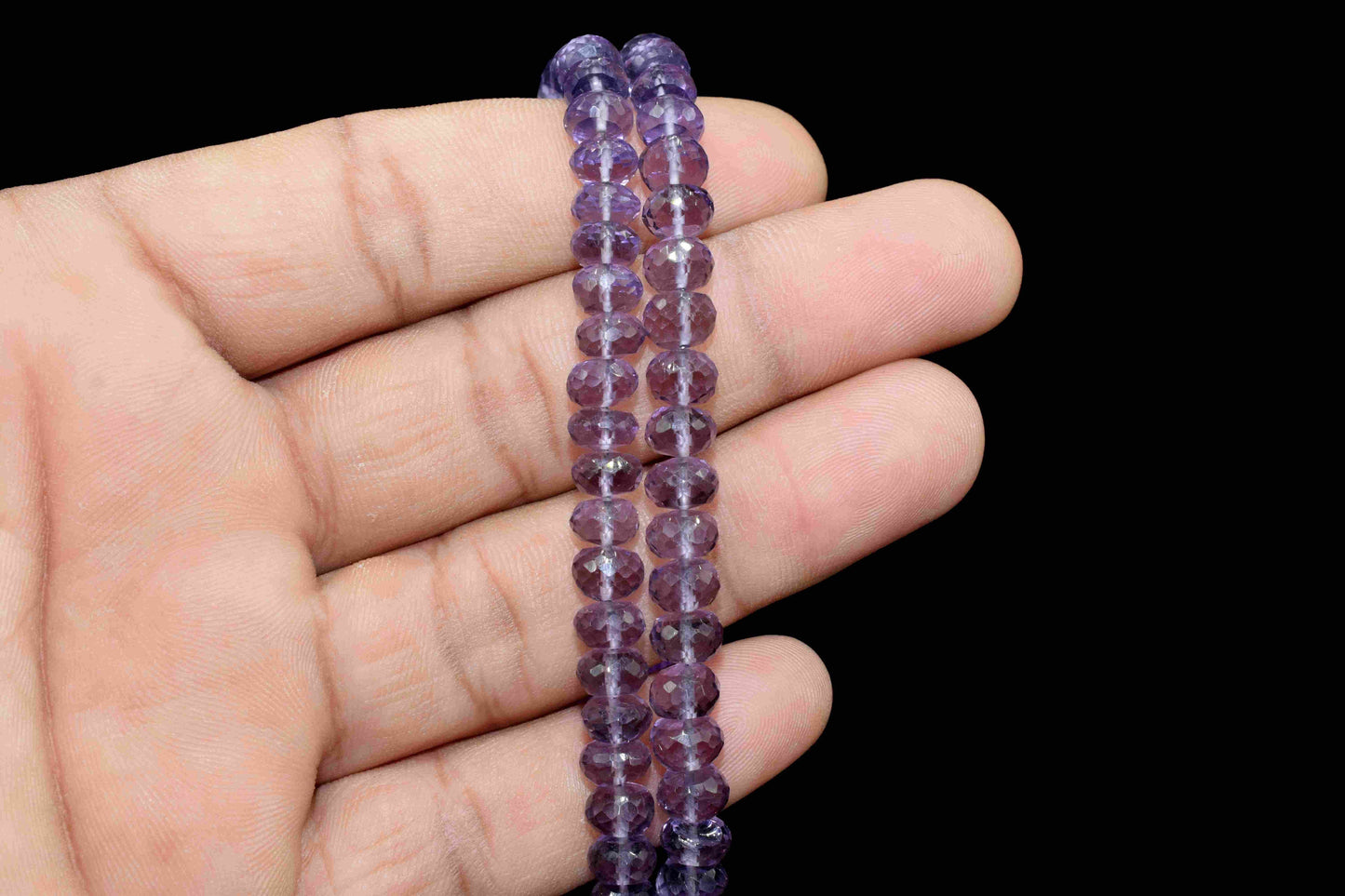 Amethyst Quartz Faceted Rondelle Gemstone Beads,Genuine Amethyst Beads 6 Inches Strands,Amethyst Quartz Faceted Beads Jewelry,Amethyst Beads