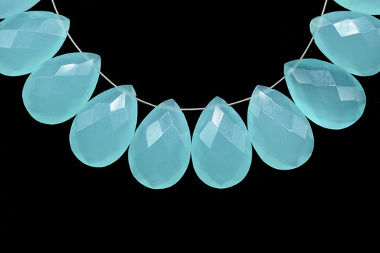 Peru Chalcedony 10x15mm Faceted Pear Shape Briolettes,Jewelry Making Gemstone,Pear Shape Beads,AAA Briolettes,Peru Chalcedony Teardrop Beads