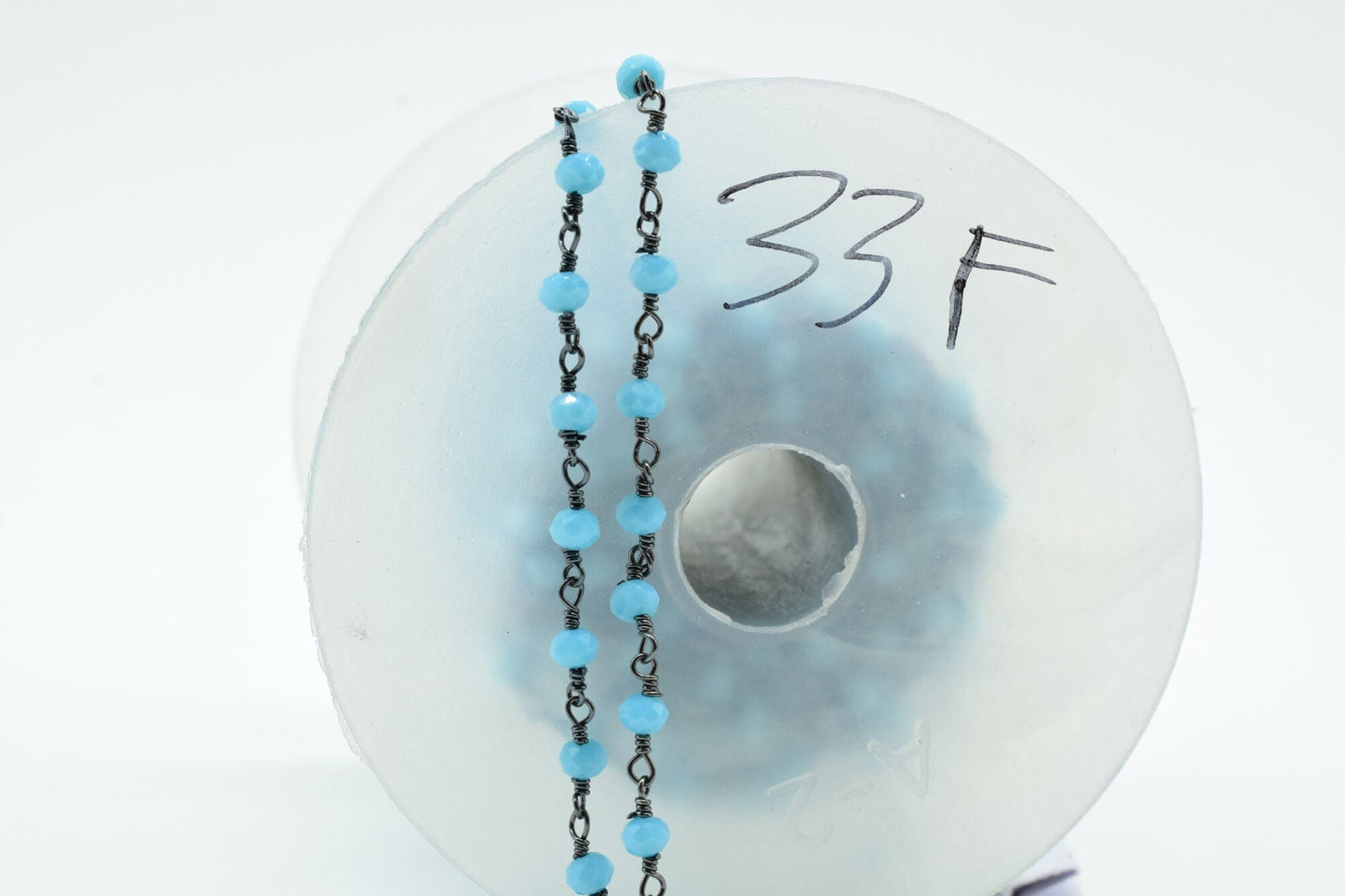 Turquoise Agate 3mm Beaded Chain,Turquoise Faceted Beads Wire Wrapped Chain,Brass chains,Jewelry Making Chain,Turquoise Beads rosary Chain