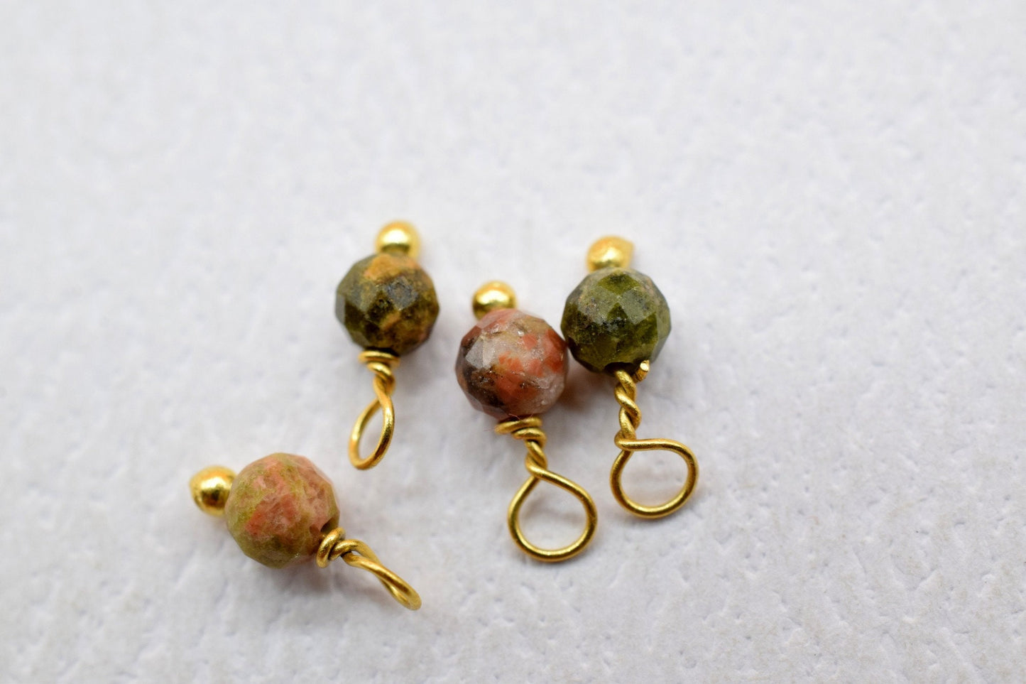 3mm unakite wire wrapped single loop connector,Earring Connectors,unakite Faceted Beads,unakite Hangings Beads,Jewelry Making Supply,Charms