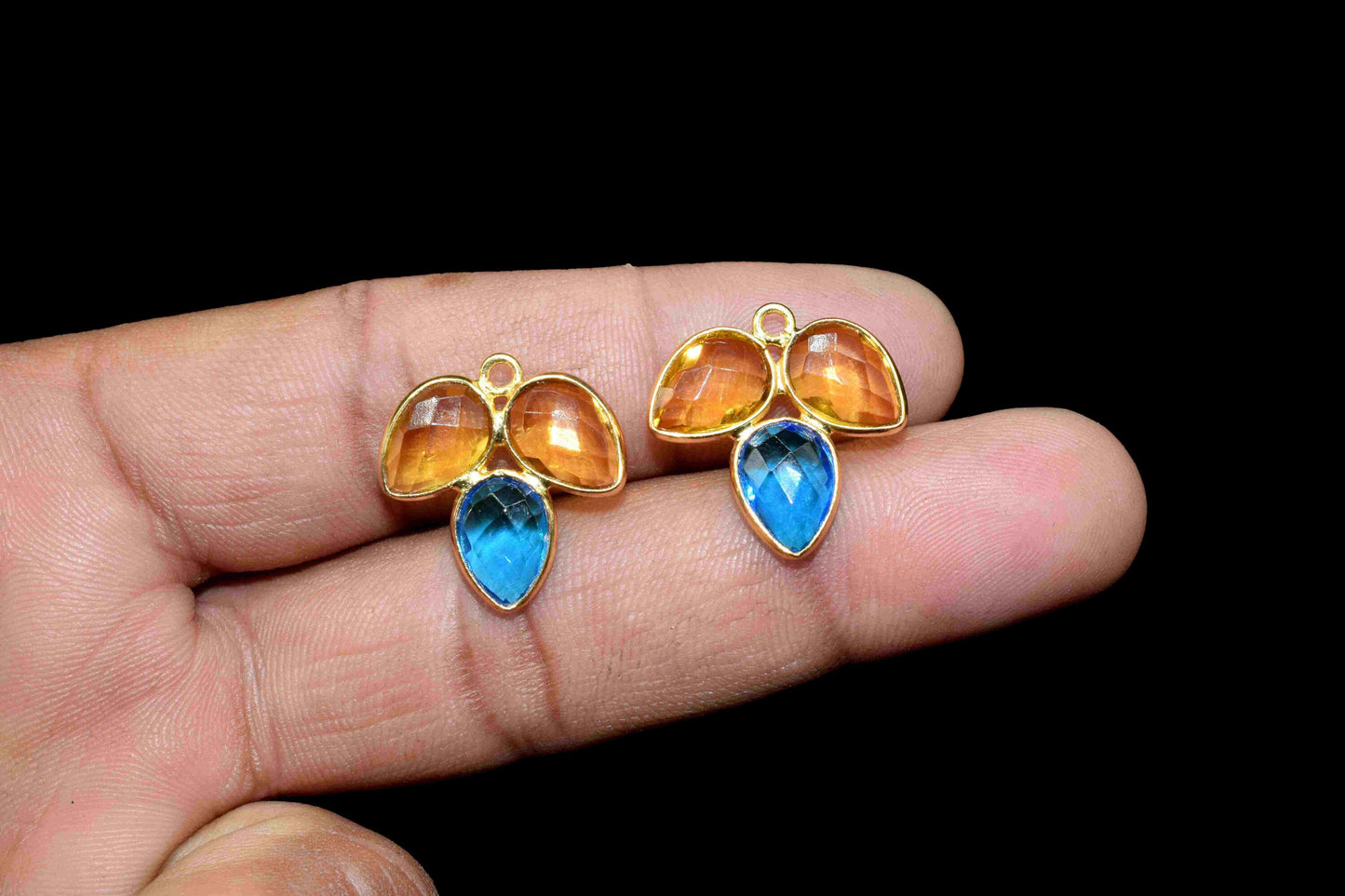 Blue Chalcedony component,Teardrops Jewelry,Bezel Component,Amethyst Pendant,Jewelry Making Supply,Gemstone Component,Attached Bezel Pendant