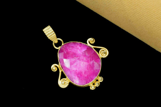 Natural Ruby 20x25mm Irregular Shape Pendant, Gemstone Pendant, Red gemstone Bezel charms,Handmade bezel Pendant,Ruby jewelry,Gift For Woman