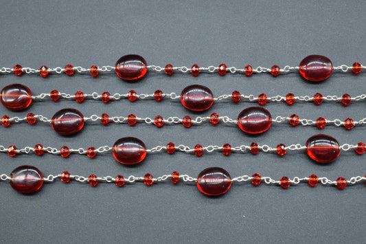 Garnet Oval Plain Smooth Beaded Rosary Chain Sold Per Foot High Quality Wholesale Price Jewelry making,Wire Wrapped Rosary Chain,Oval chains